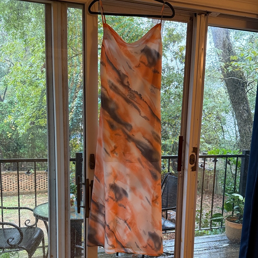 Fate Orange and Gray Tie-Dye Dress